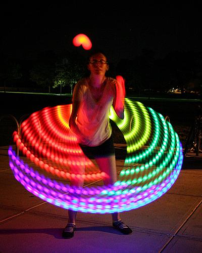 Illuminated Hoop and Balls at Fire Juggling