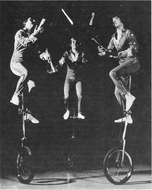 The Sikorskys 'hack around' on unicycles.