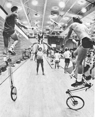 LocoMotion Vaudeville practicing in the gym.