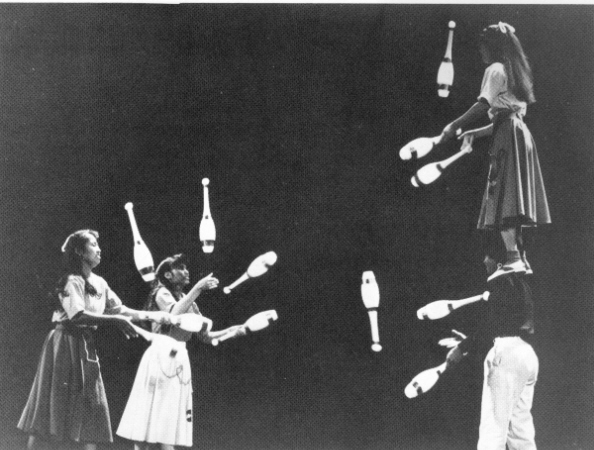 The Philippine Pride Jugglers (Emily Cafina, Regina Tako, Joyce Bonachita, and Irlo Macabinguil).