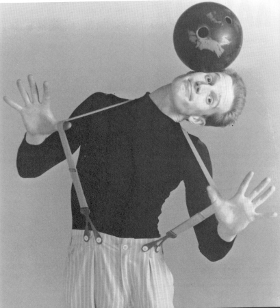 Michael Menes with his own version of bowling ball juggling.