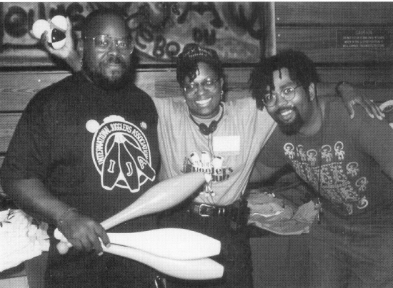 Jugglers of color at the fest included (l-r) Ray Fryson, Sky King and People's Choice winner Ngaio Bealum. (Bill Giduz photo)