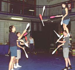Shoulder-stand feed in the gym at the Montreal 2000 fest