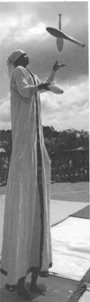 A tall performer with Circus Ethiopia, the IJA's only African affiliate.