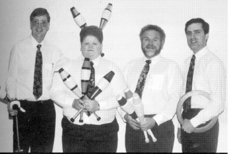 Globetrotter jugglers (l-r) Bob Graham, Rob Galbraith, Dusty Galbraith and Doug DeWolf.