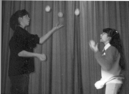 (l-r) Dorothy Finnigan and Alicia juggling in Milford, Del.