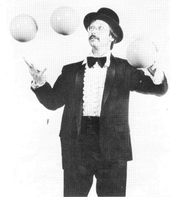 "Professor Confidence" (a.k.a. Dave Finnigan) founded Jugglebug and served as a long-time IJA education director.