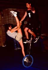 Unicycle riding in the gym at the Montreal 2000 fest