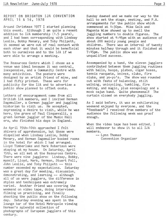 Post-convention report by the organizer